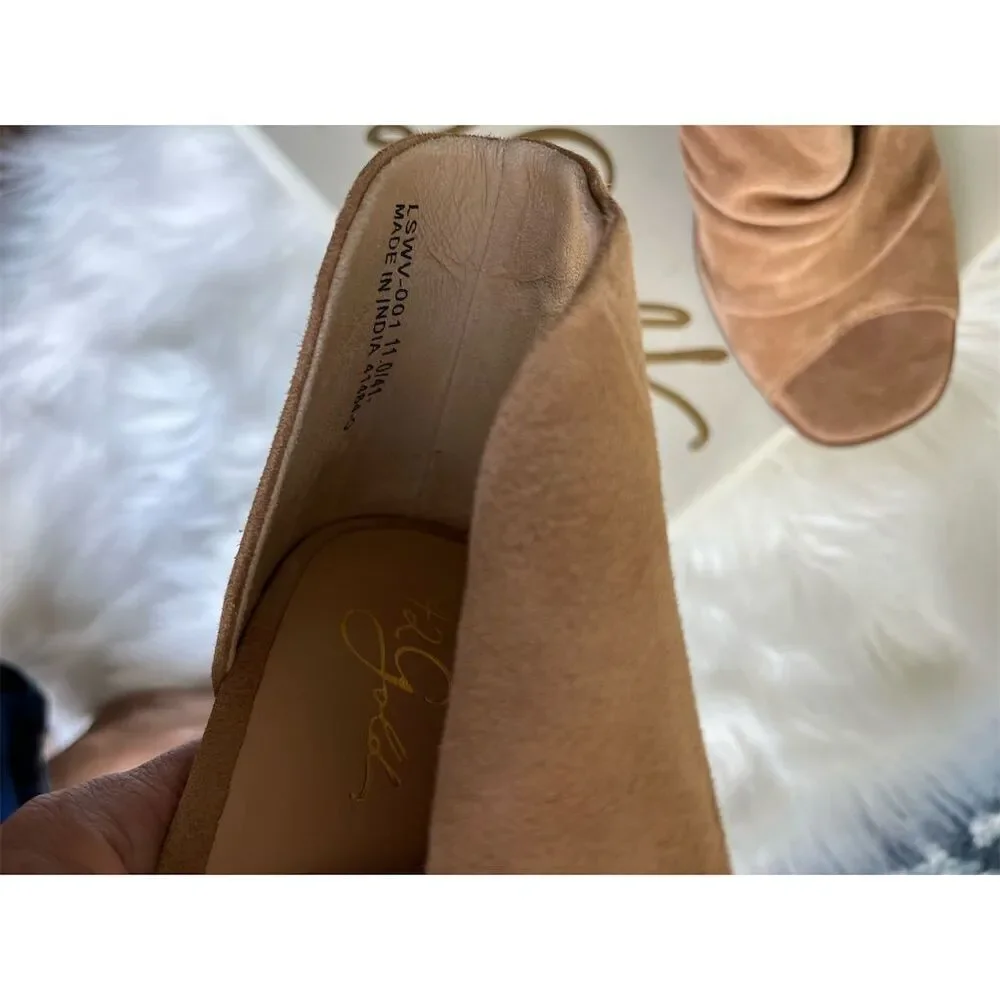 🆕42 Gold Women's Natural/Beige Suede Open Toe Booties Size 11